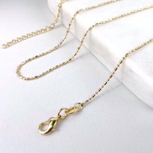 18k Gold Filled 1mm Thickness Dash Dot Link Chain, Dainty Chain Necklace for Wholesale Jewelry Making Supplies