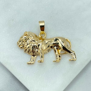 18k Gold Filled Lion&#39;s full body Shape Charm Pendant, Animal Lovers Jewelry, Wholesale Jewelry Making Supplies
