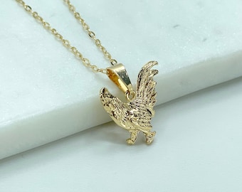 18k Gold Filled Rooster, Jacket Earring, Pendant and 1mm Paperclip Link 18 inches Chain Wholesale Jewelry Supplies