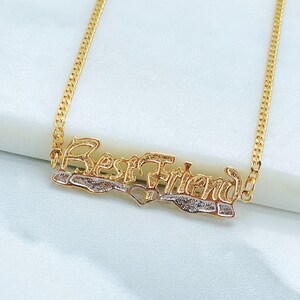 18k Gold Filled Fancy Best Fried Words Cuban Link Chain Necklace  Wholesale Jewelry Supplies