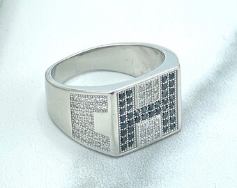 925 Sterling Silver, Band Men's Square 925 Sterling Silver, Band Men's Square