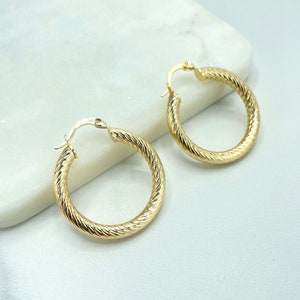 18k Gold Filled 30mm Twisted Style Hoop Earrings Wholesale Jewelry Making Supplies