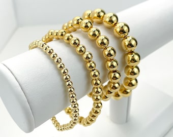 18k Gold gefüllte Perlen 10mm, 8mm, 6mm oder 4mm, Perlenarmband Großhandel Schmuckherstellung Zubehör