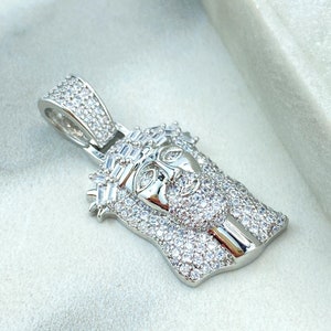 Silver Filled Jesus Christ Face Shape Pendant With Micro Cubic Zirconia ...