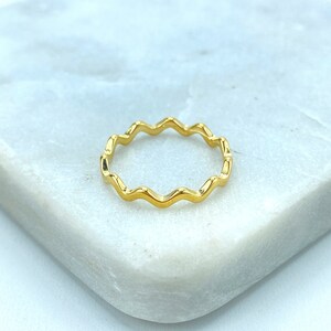 18k Gold Filled Wave Ring, Stackable Zig Zag Ring