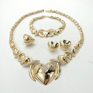 18k Gold Filled Cubic Zirconia &quot;I Love You&quot; Heart, XoXo Hug and Kisses Shape Set, with 04 Pieces Wholesale Jewelry Making Supplies