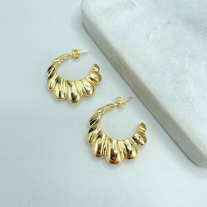 18k Gold Filled Shrimp Hollow C-Hoop Earrings 26mm for Wholesale Jewelry