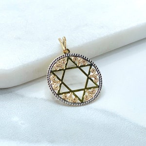 18k Gold Filled with White Gold Filled Texturized Star of David Charms Pendant, Jewish Symbol, Wholesale Jewelry Making Supplies