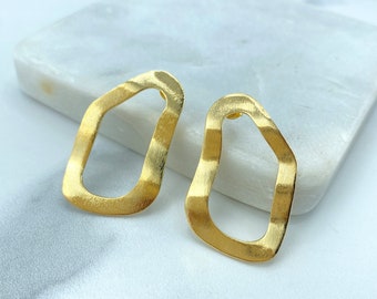 18k Gold Filled Oval Texturized & Irregular Earrings, Modern Earrings, Wholesale Jewelry Making Supplies