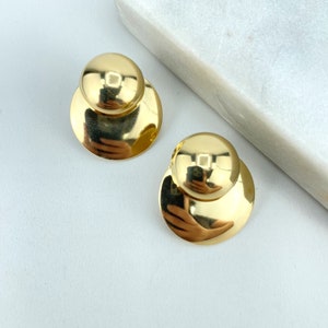 18k Gold Filled Double Polished Circles, Layered Circles Stud Earrings, Modern Style Jewelry, Wholesale Jewelry