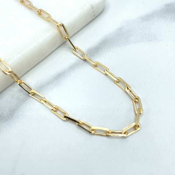 18k Gold Filled 3mm Paperclip Chain, Necklace or Bracelet, Fine Jewelry, Wholesale Jewelry