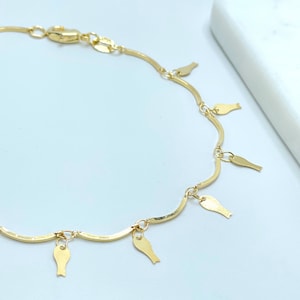 18k Gold Filled Wave Link, Key Charms Anklet Wholesale Jewelry Supplies