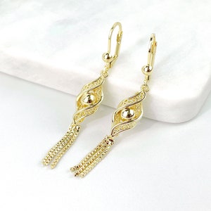 18k Gold Filled 59mm Dangling Lever Back Earrings Wholesale Jewelry Supplies