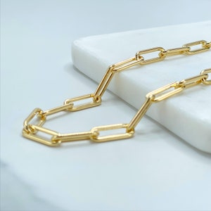 18k Gold Filled 5mm Paperclip Link Chain 16 inches or 18 inches Necklace Wholesale Jewelry Supplies