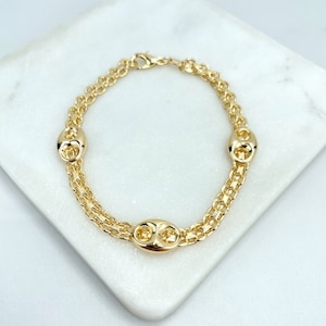 18k Gold Filled Bracelet or Anklet, Specialty Chains with Mariner Anchor Chain, Chunky Link Mariner Charms, Wholesale Jewelry Supplies