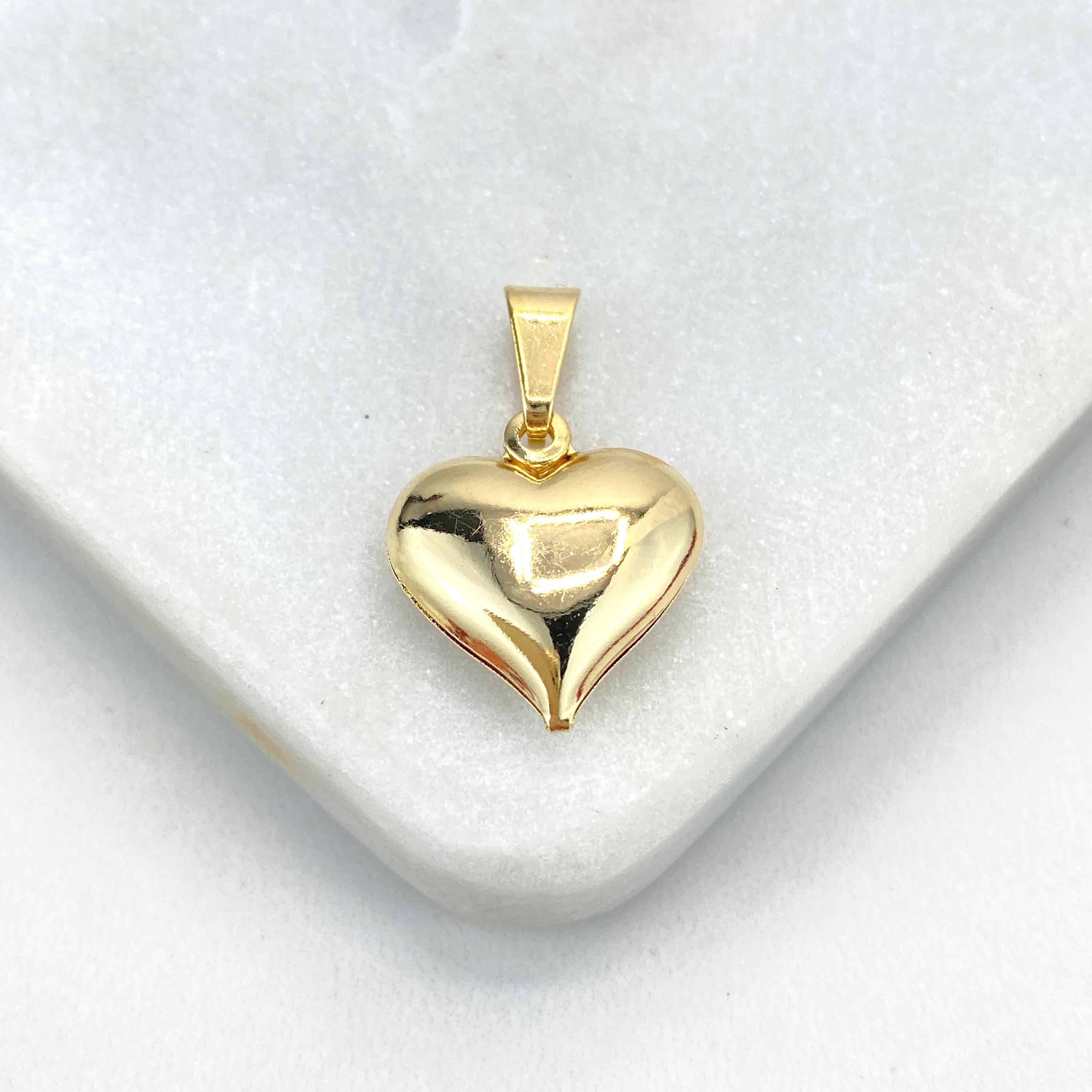 18k Gold Filled Puffed Puf 3D 18mm Heart Charm Pendant, Romantic Jewelry, Wholesale Jewelry Making Supplies
