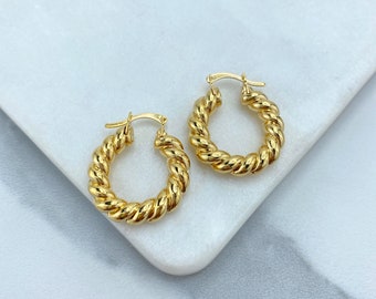 18k Gold Filled Croissant Hoop Earrings 23mm x 4mm Wholesale Jewelry