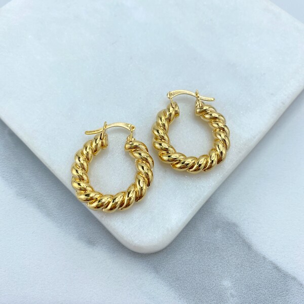 18k Gold Filled Croissant Hoop Earrings 23mm x 4mm Wholesale Jewelry