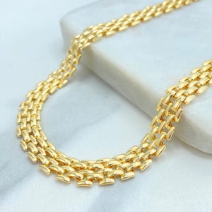 18k Gold Filled 9mm Watchband Chain, Necklace or Bracelet with Extender, Panther Link Chain,  Watchband Link Chain, Wholesale Jewelry