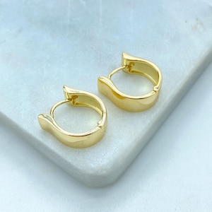 18k Gold Filled Polished U-Shaped Hoop Earrings, Modern Style, Wholesale Jewelry