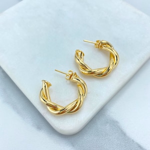 18k Gold Filled Wholesale 25mm Twisted Hoop Wholesale Jewelry Making Supplies