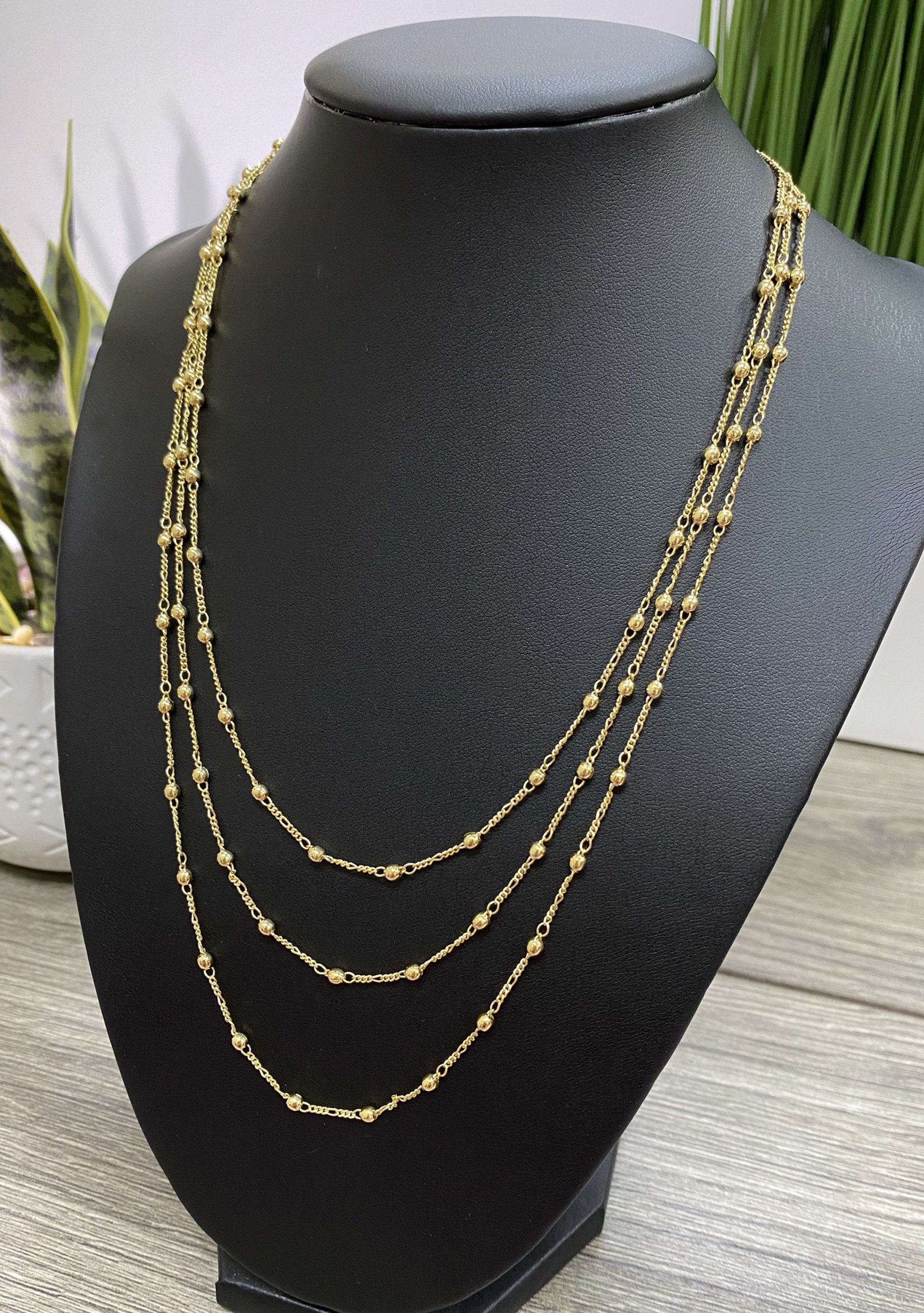 18k Gold Filled Layered Necklace 01 Piece with 03 Layers | Etsy