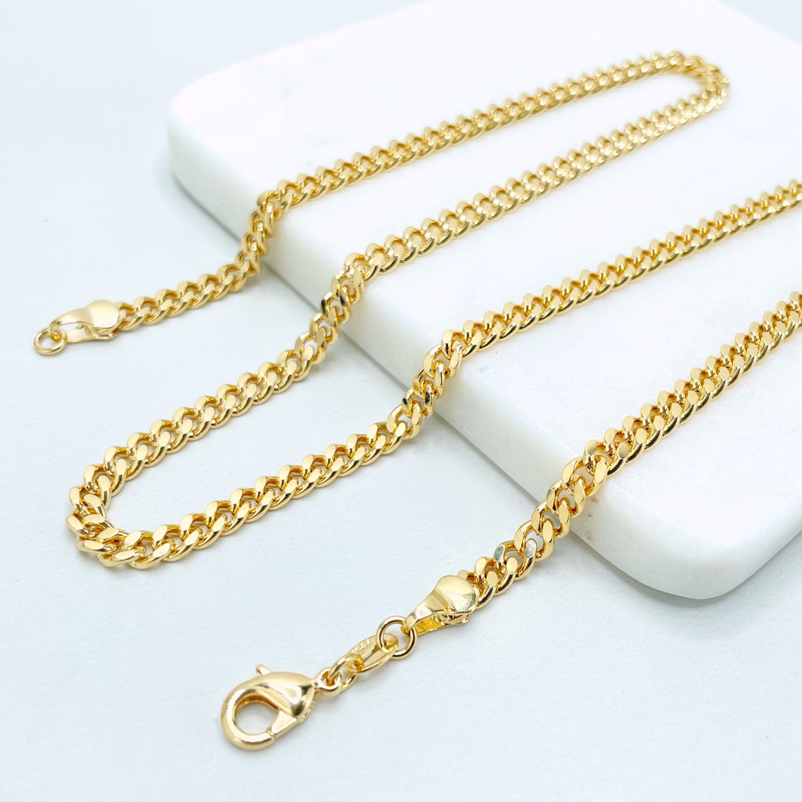 18k Gold Filled Miami Cuban Link Chain 4mm Thickness Unisex - Etsy