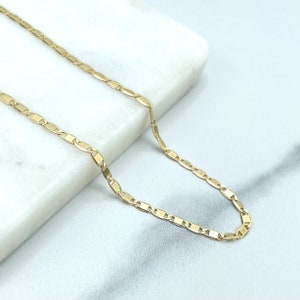 18k Gold Filled 2mm Thin Mariner Link Chain Flat Style, 24 Inches Long Necklace, Wholesale Jewelry Making Supplies