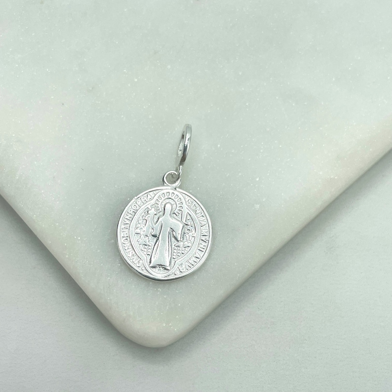 925 Sterling Silver Colored Micro CZ or Silver Saint Benedict Medal ...
