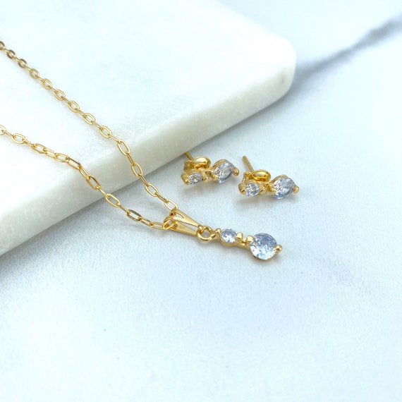 18k Gold Filled Affordable Set 2mm Paperclip Chain Necklace With