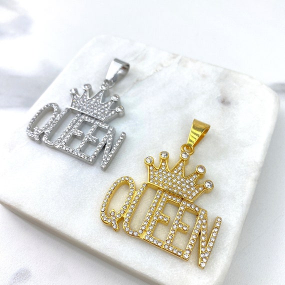 Buy Gold Plated on Stainless Steel Cubic Zirconia Queen With Crown