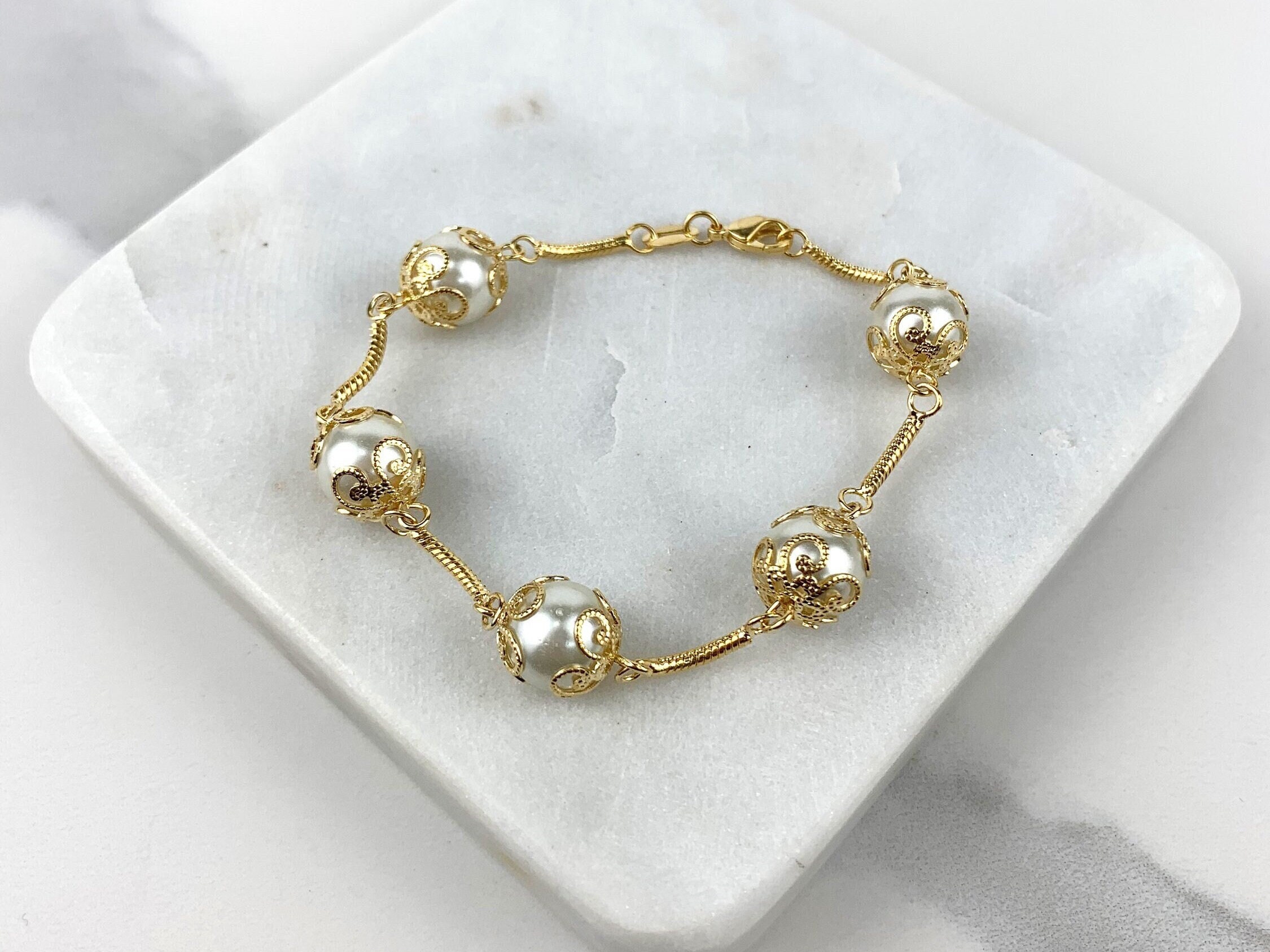 22k Two-tone Gold Disco Hearts Charm Bracelet | Raj Jewels