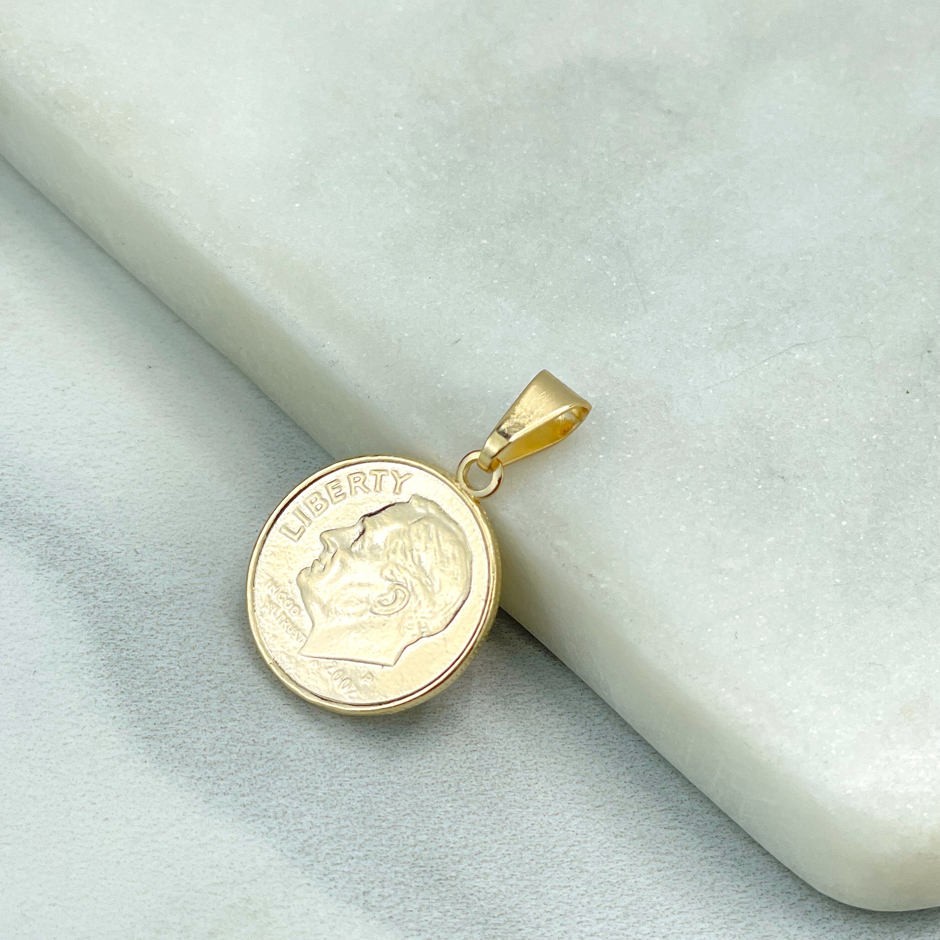 18k Gold Filled USA Proof John F Kennedy Half Dollar Medal Coin Charm Pendant Wholesale Jewelry Making Supplies