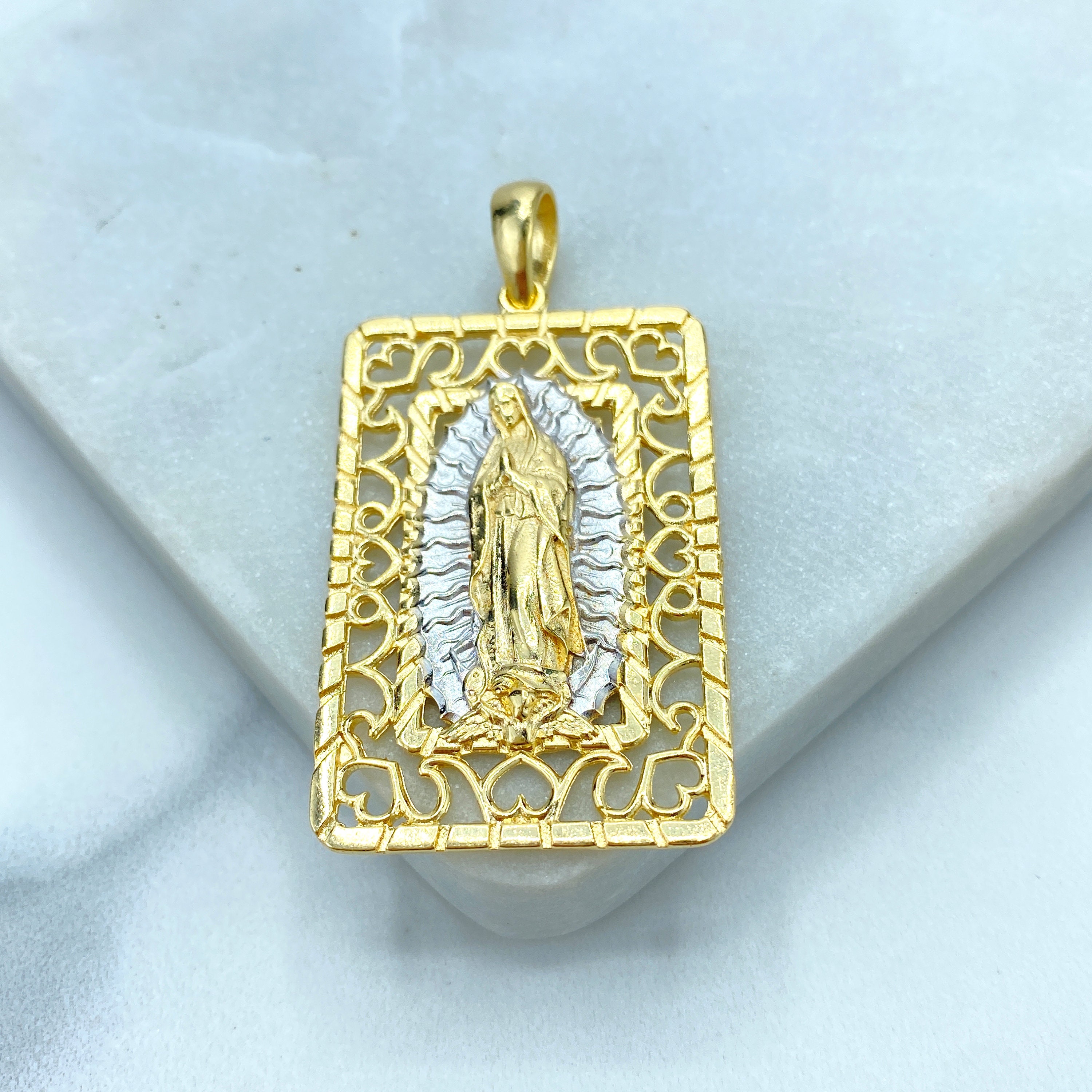 18k Gold Filled Two Tone Virgen De Guadalupe, Our Lady of Guadalupe ...
