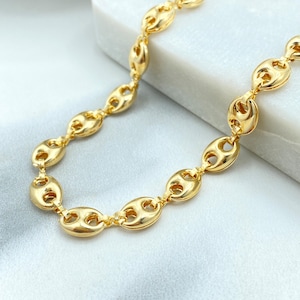 18k Gold Filled 6mm Puff Mariner Chain, 18&quot; and 20&quot;, Puffed Puff Mariner Link Chain, Mariner Anchor, Chunky Link Mariner, Wholesale Jewelry
