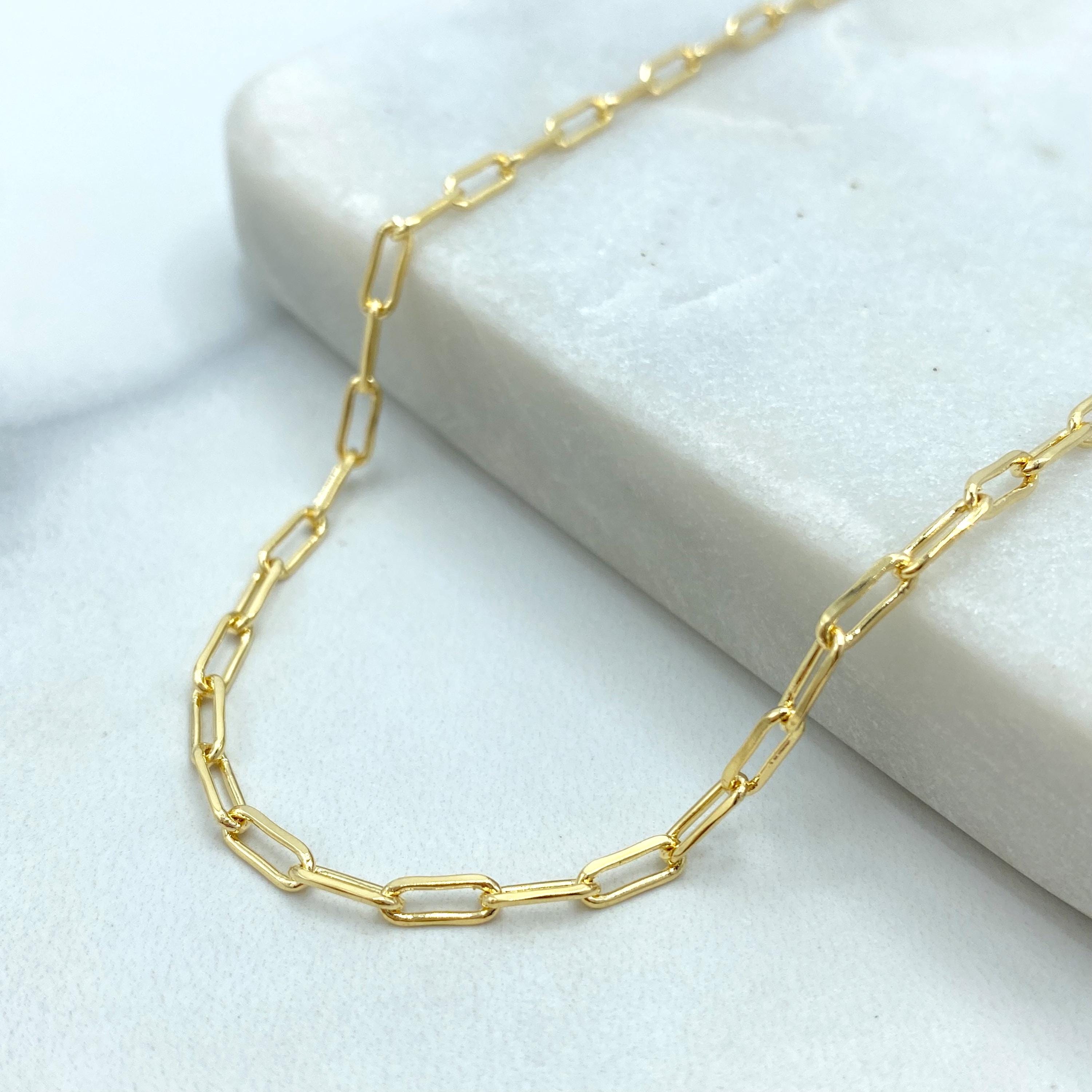 18Kゴールドフィルドペーパークリップチェーンネックレス 3mm