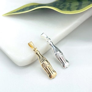 18k Gold Filled Puffed 3D Coke Bottle Shape Drink Soda Charm, Coke Bottle Vintage Style Charms Pendant | ONLY SILVER AV