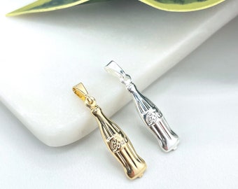 18k Gold Filled Puffed 3D Coke Bottle Shape Drink Soda Charm, Coke Bottle Vintage Style Charms Pendant | ONLY SILVER AV