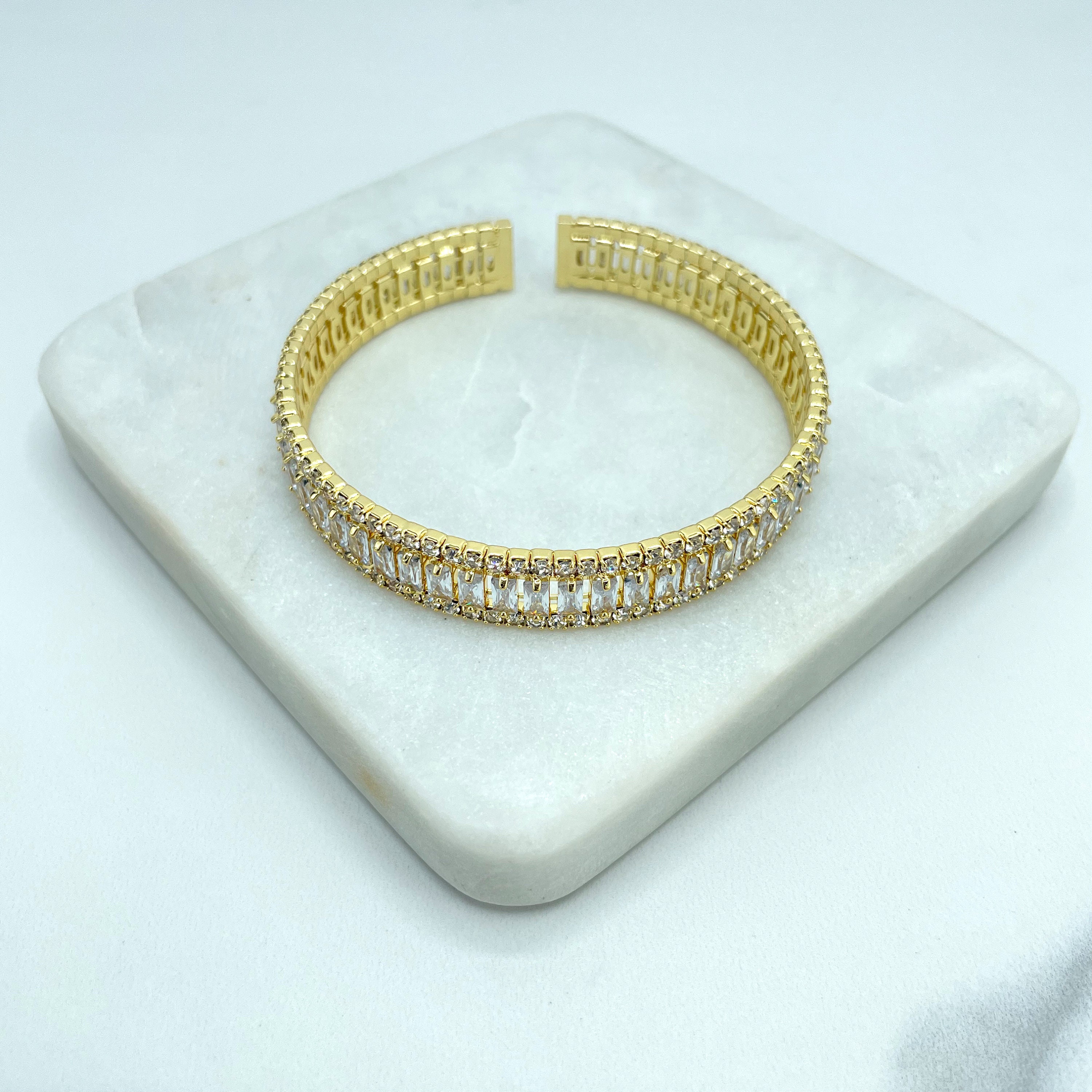 Bracciale Rigido Riempito In Oro 18k Con Palline In Oro Massiccio