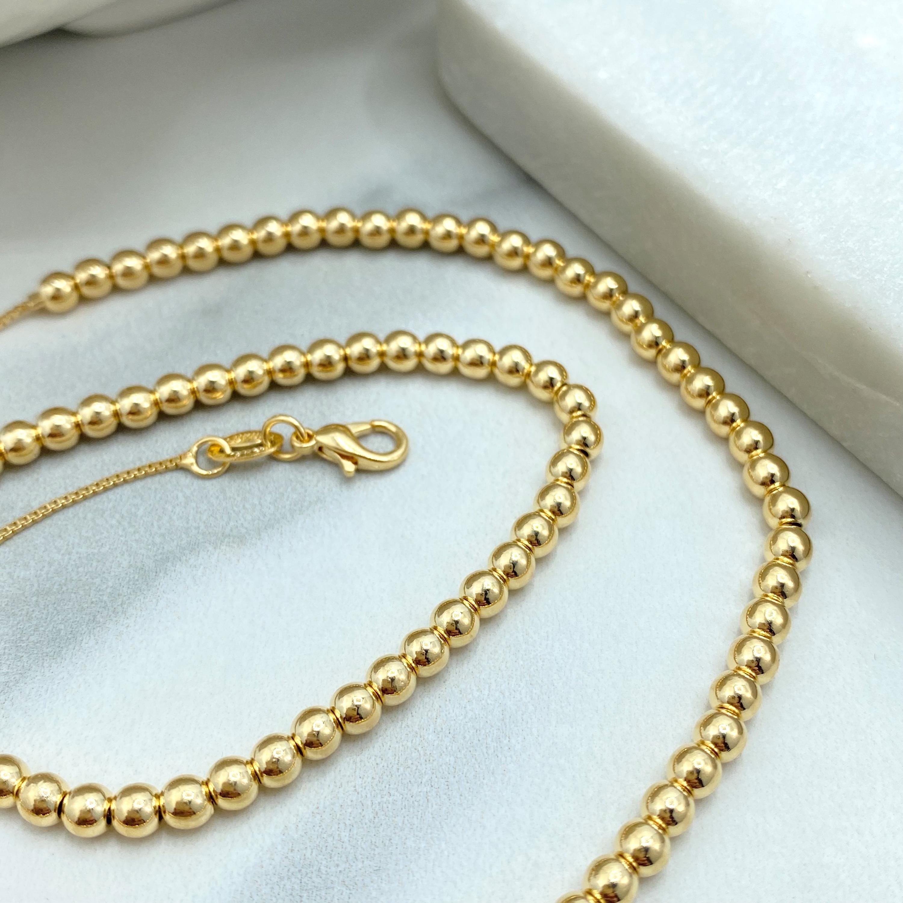 GlitterIced Out Ball Necklace 4mm GOLD 金 18k Gold Filled Ball Chain Necklace, 4mm Bead, With Extender - Etsy