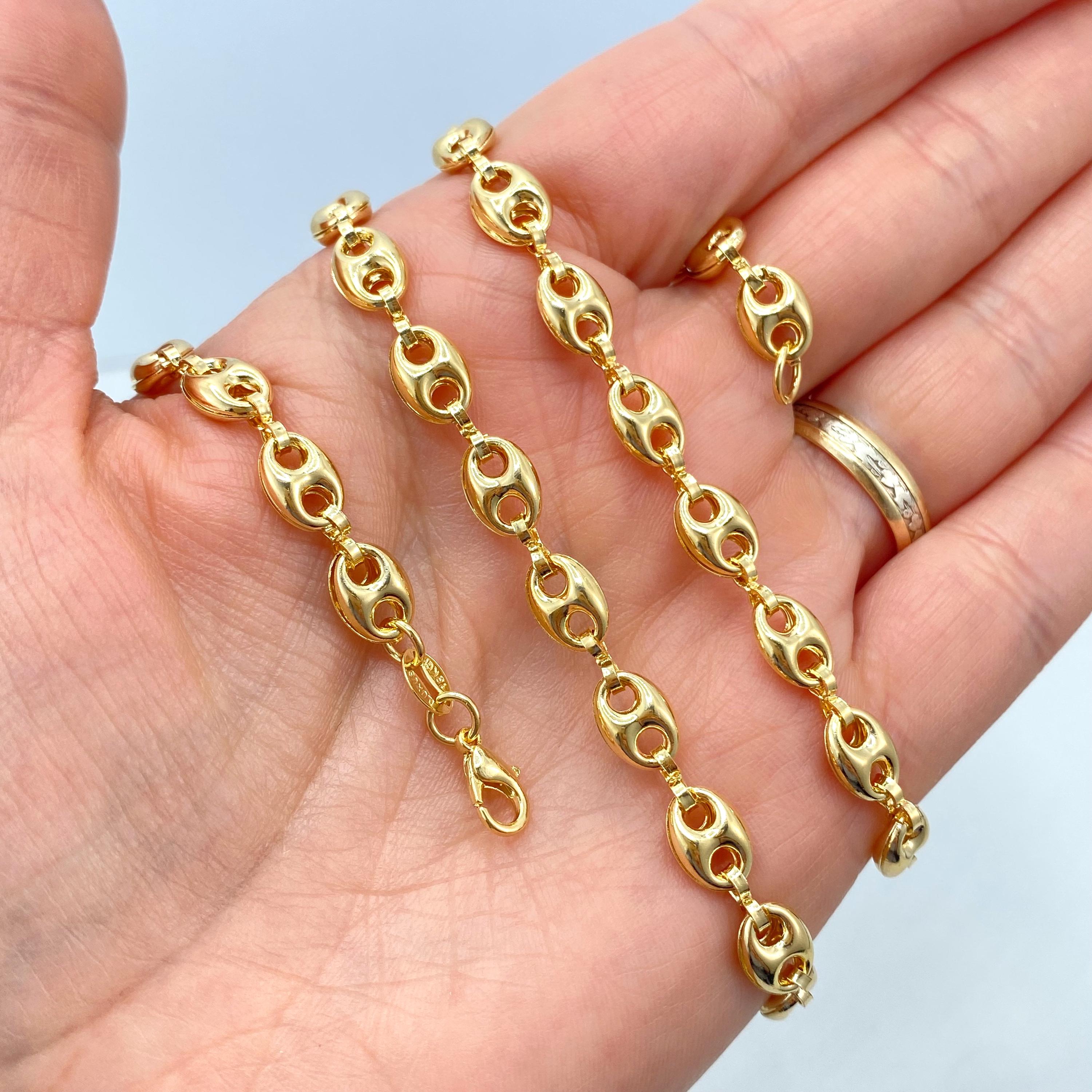 18k Gold Filled Puff Mariner Link Chain, Chunky Anchor Necklace