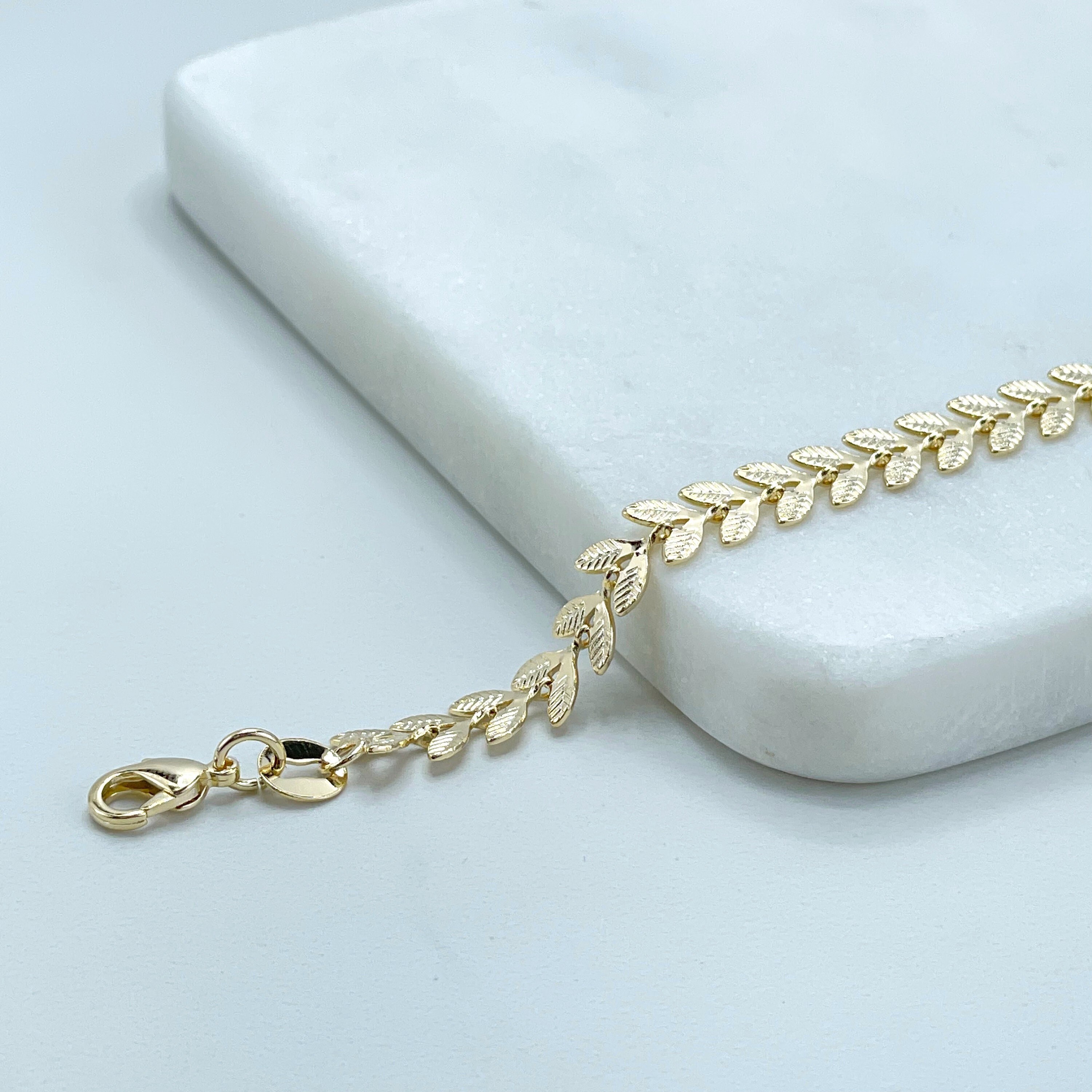 18k Gold Filled 6 mm Blätter Chevron Gliederkettenarmband, zur Schmuckherstellung