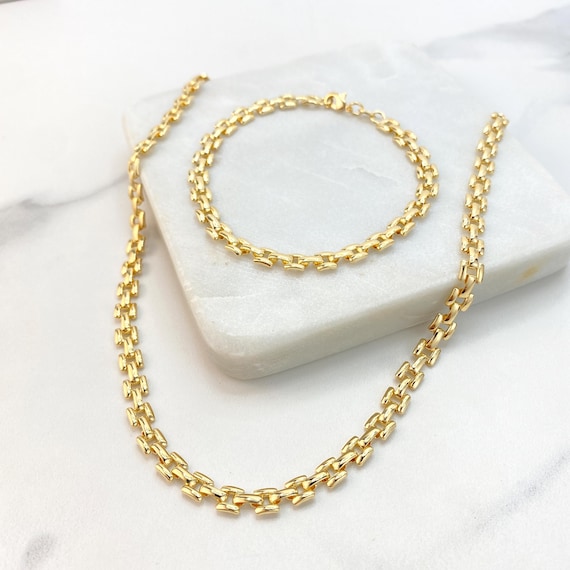 18k Gold Filled 6mm Square Link Chain, 18 Inches Long, or Bracelet