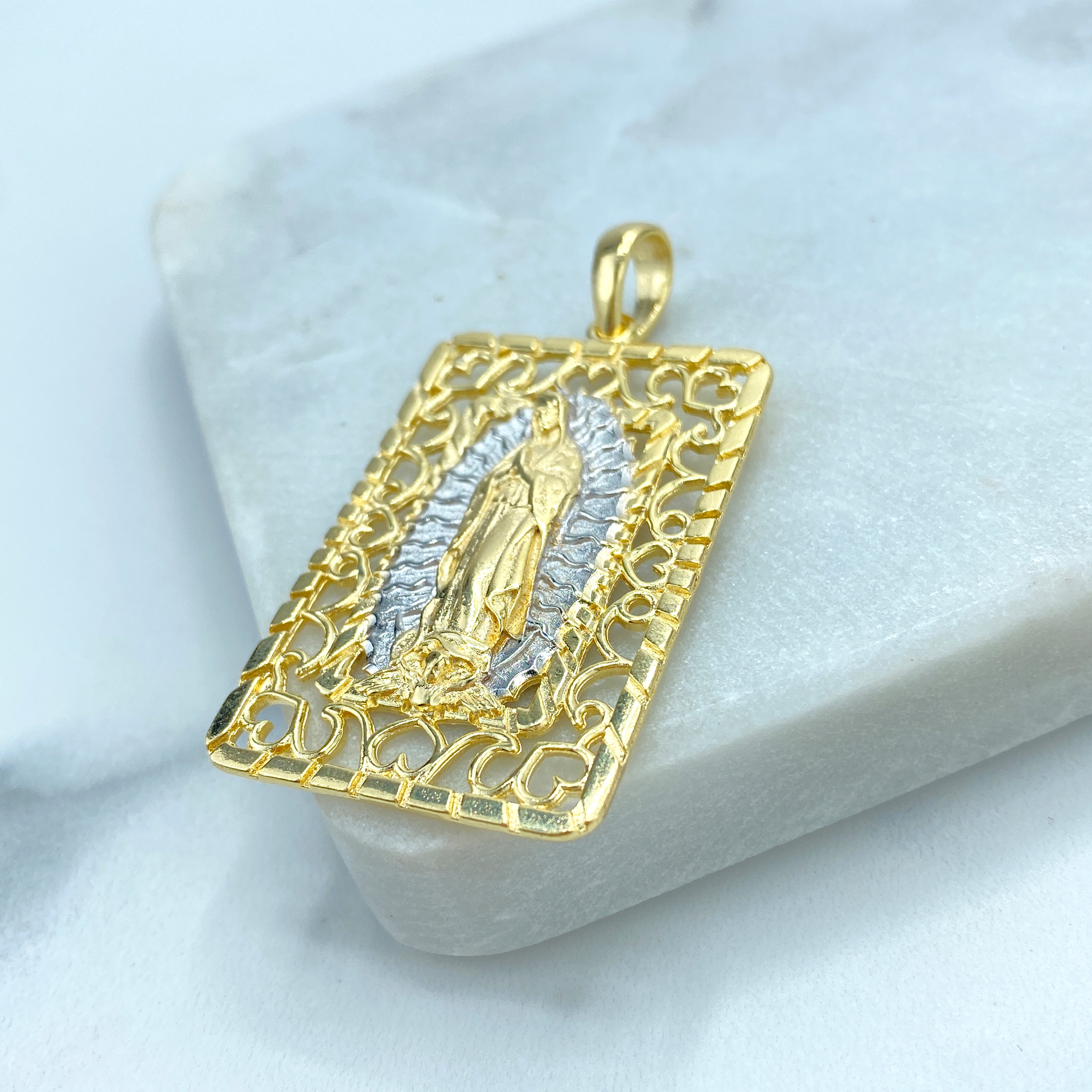 18k Gold Filled Two Tone Virgen De Guadalupe, Our Lady of Guadalupe ...