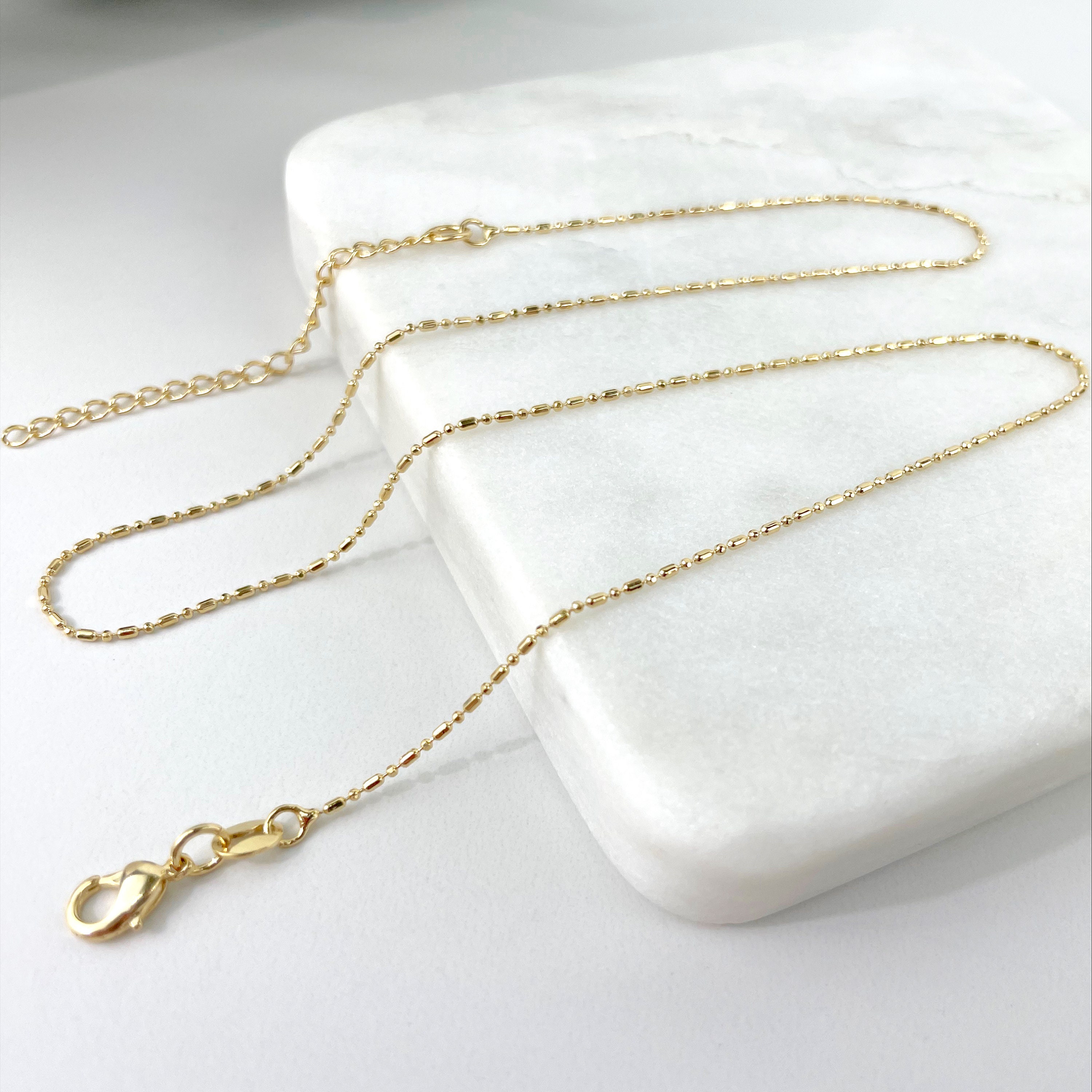 18金張りダッシュドットリンクチェーンネックレス、1mm - Etsy 日本