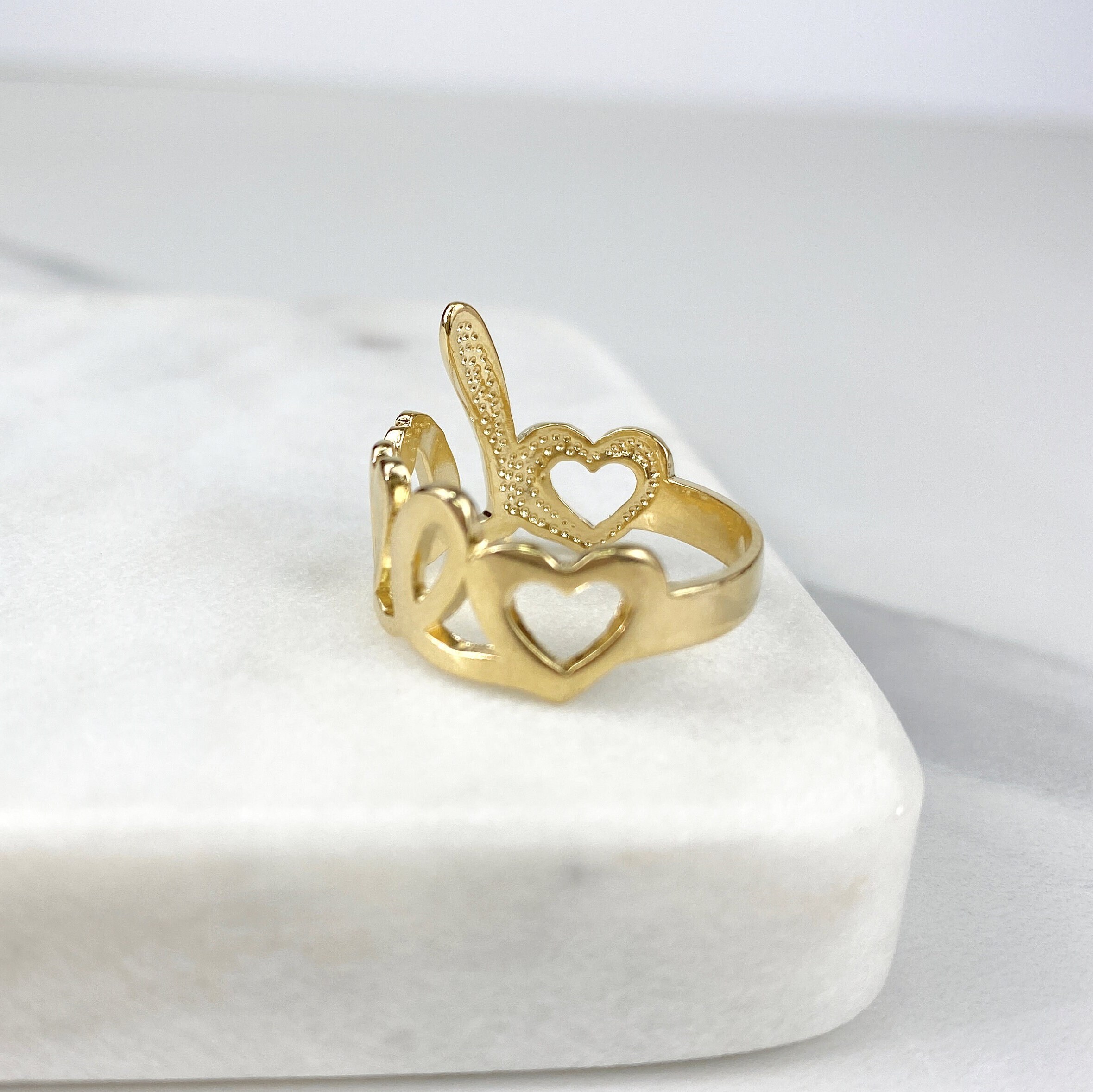 18金張りのラブリング、文字入り、ゴールドまたはシルバー、ジュエリー