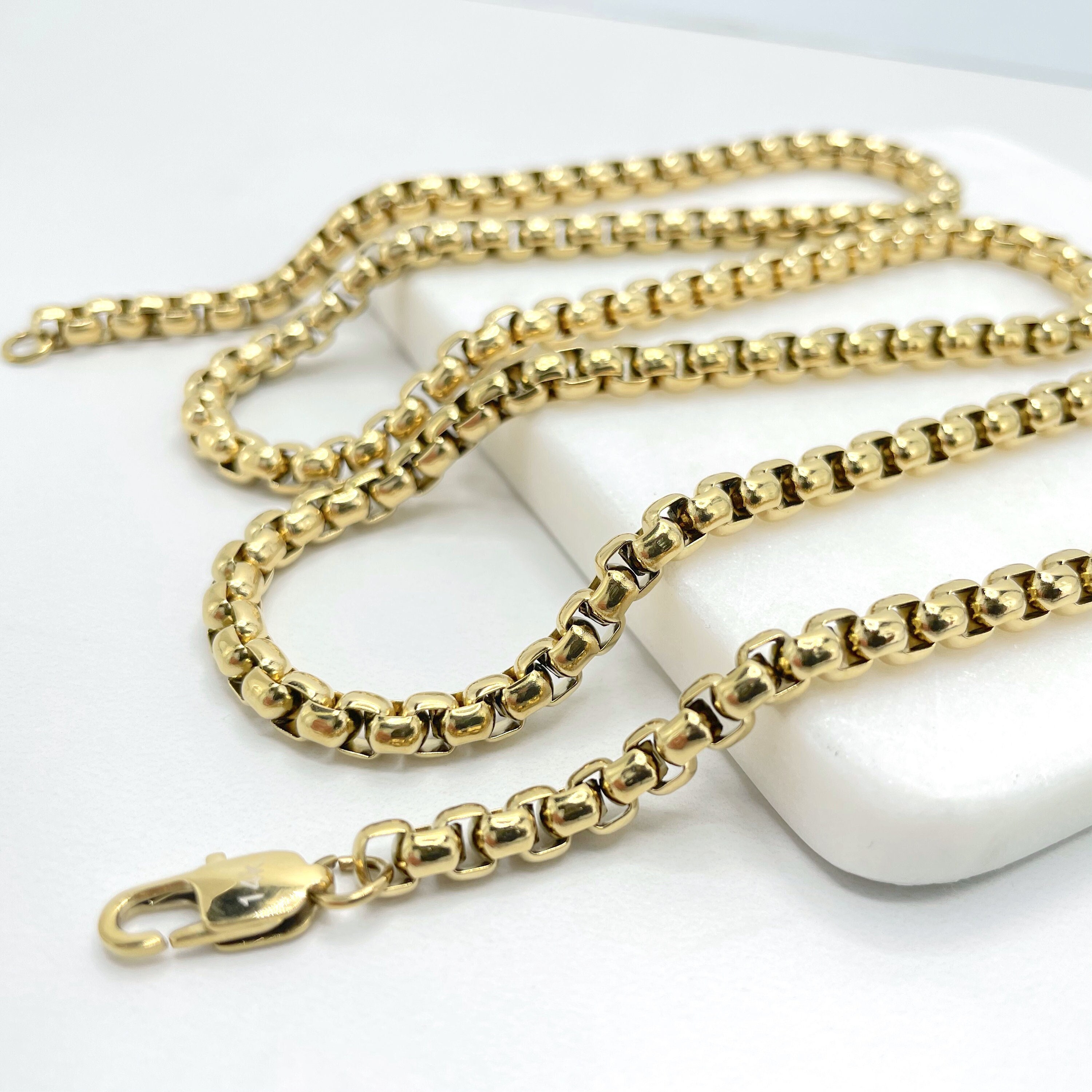 5pcs 45+5cm plated Gold Stainless Steel Link Chains Oval Bulk Necklaces  Jewelry Adjustable Chains