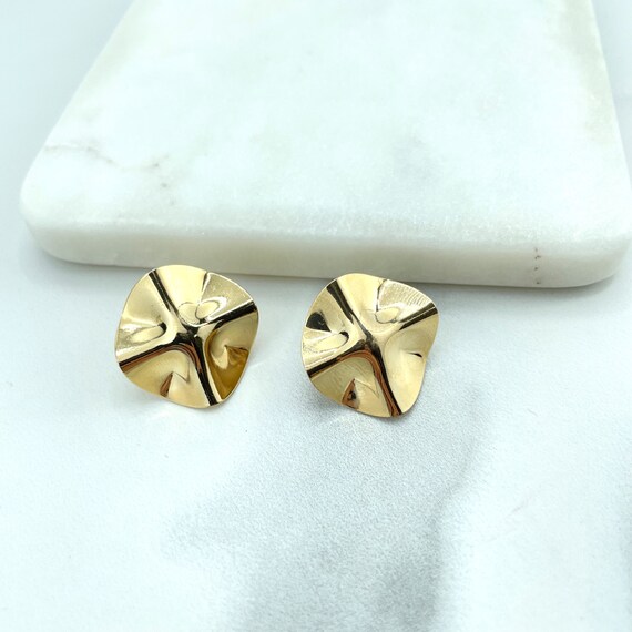 Buy 18k Gold Filled Round Double Hammered Coin Disc Stud Earrings
