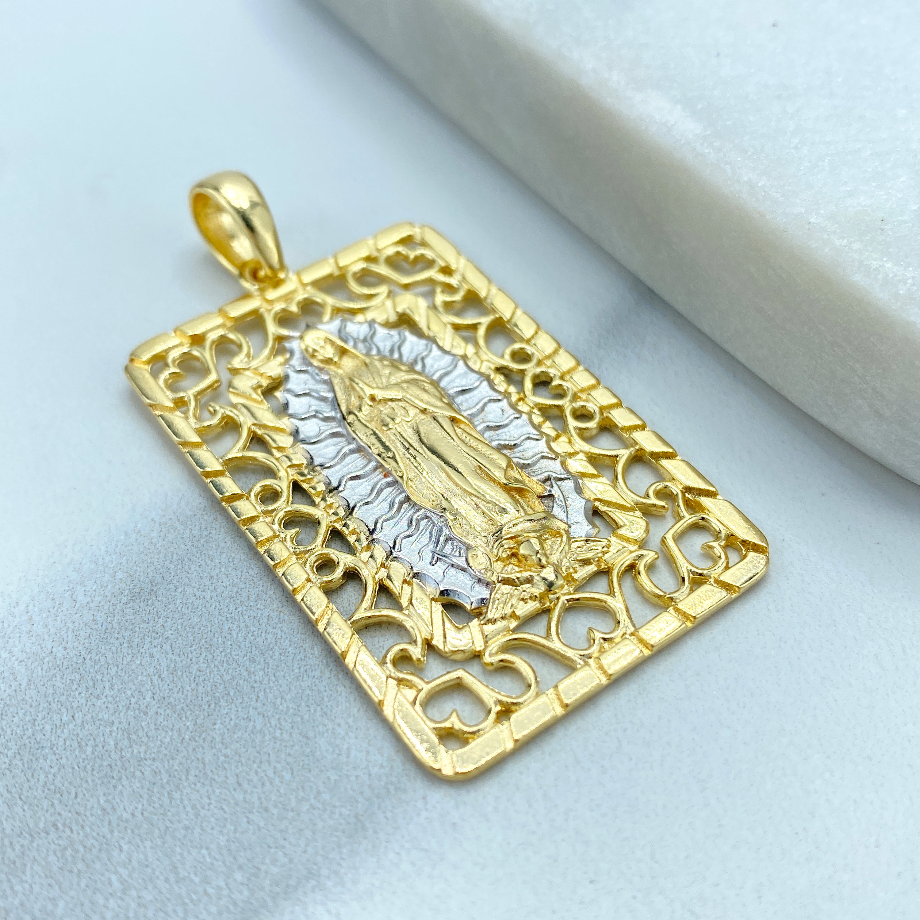 18k Gold Filled Two Tone Virgen De Guadalupe, Our Lady of Guadalupe ...