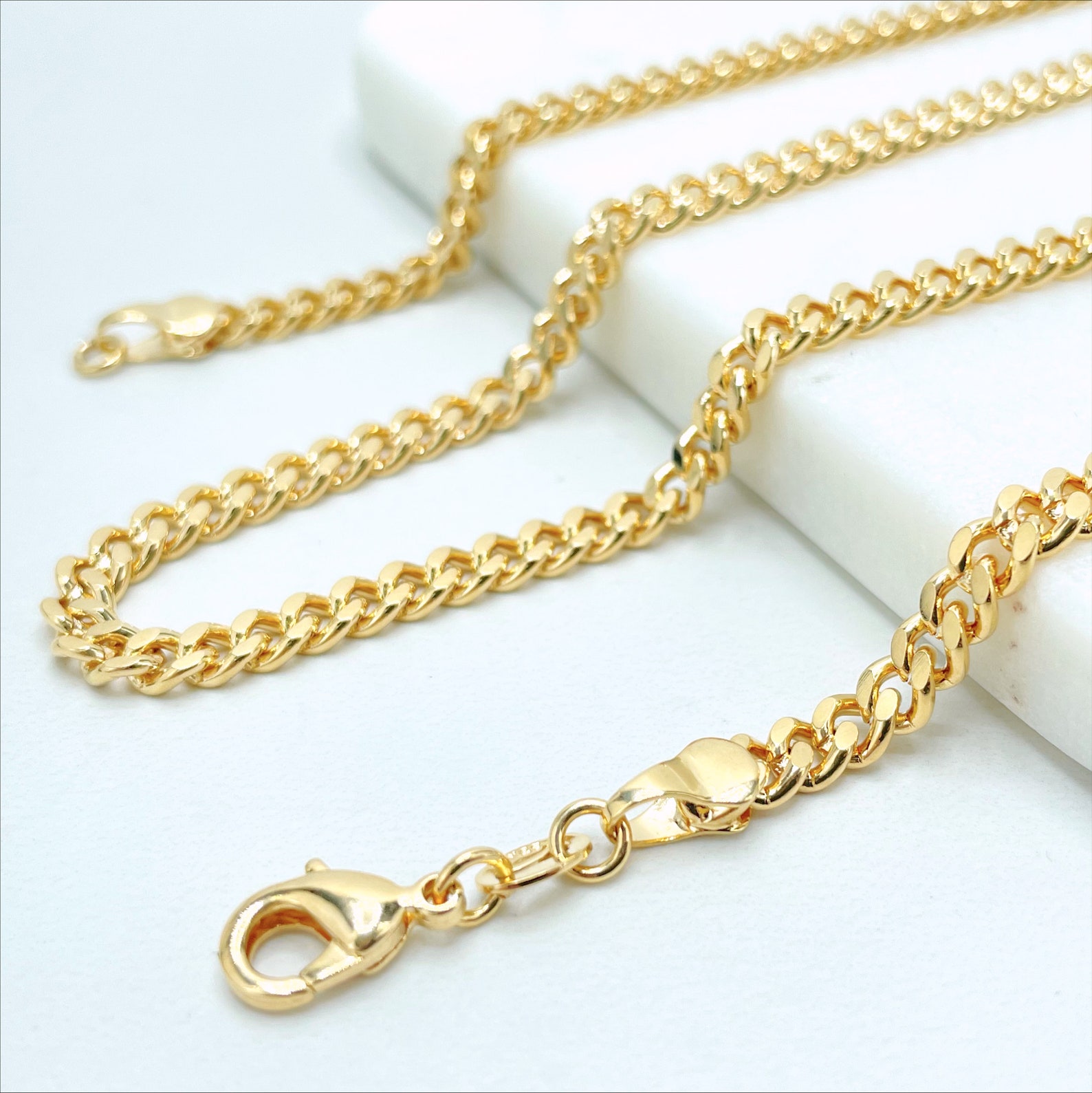 18k Gold Filled Miami Cuban Link Chain 4mm Thickness Unisex - Etsy